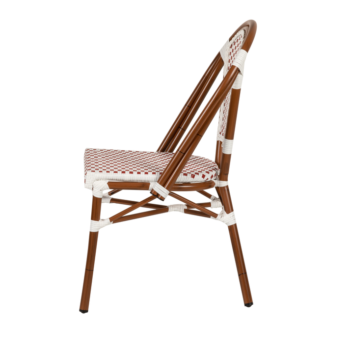 Καρέκλα Κήπου MUTARAZI Λευκό/Κόκκινο/Μπαμπού Αλουμίνιο/Rattan 50x57x85cm