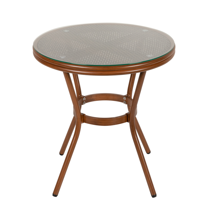 Τραπέζι Κήπου BURUNDI Μπαμπού Αλουμίνιο/Γυαλί Φ70x72cm