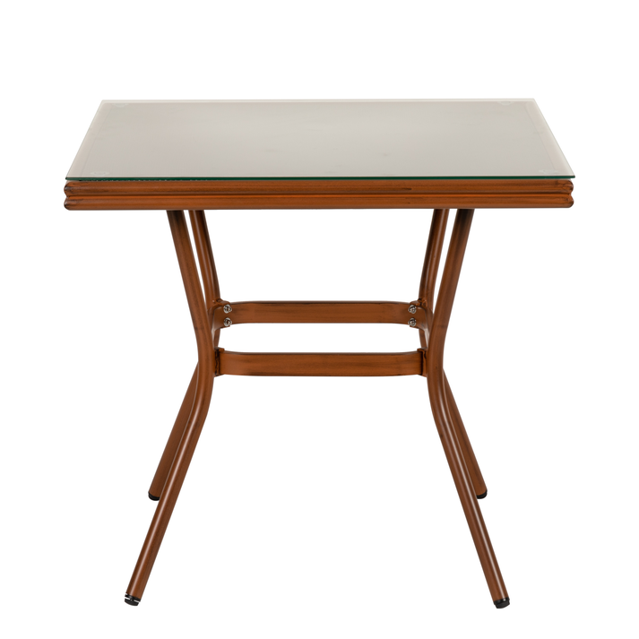 Τραπέζι Κήπου ANGOLA Μπαμπού Αλουμίνιο/Γυαλί 80x80x75cm