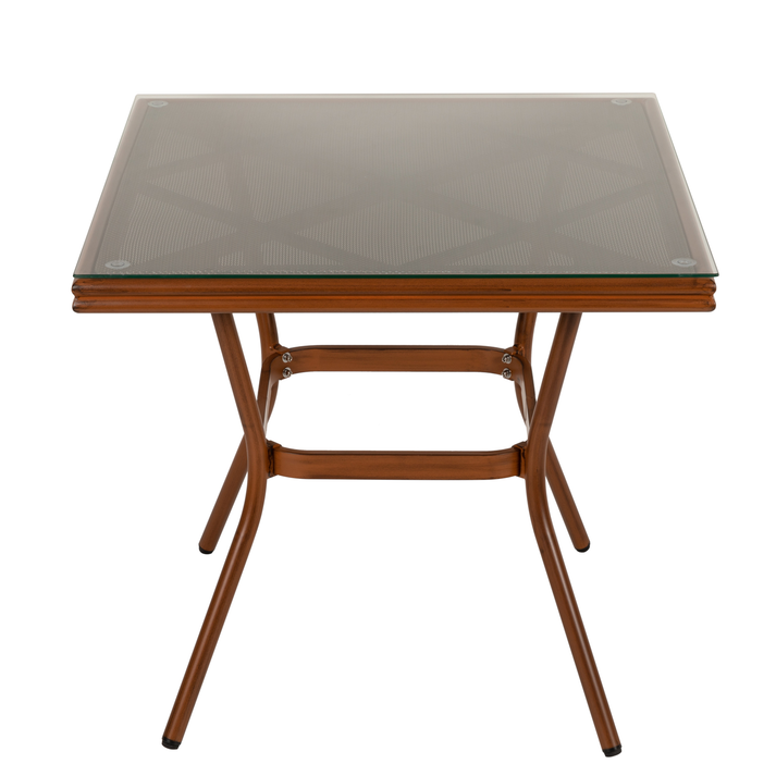 Τραπέζι Κήπου ANGOLA Μπαμπού Αλουμίνιο/Γυαλί 80x80x75cm