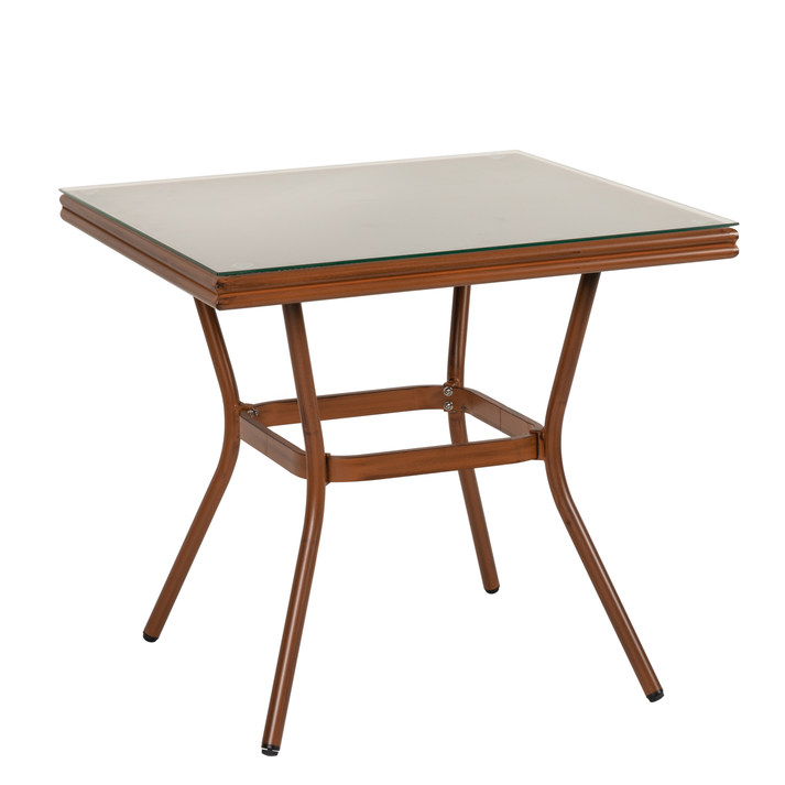 Τραπέζι Κήπου ANGOLA Μπαμπού Αλουμίνιο/Γυαλί 80x80x75cm