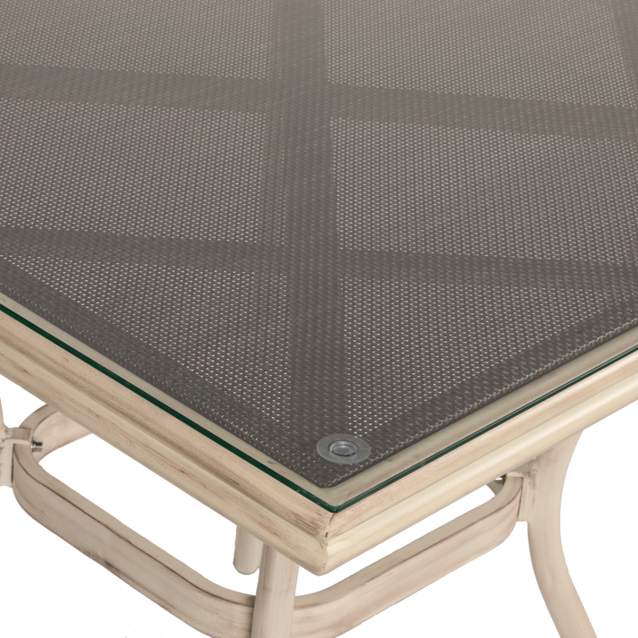 Τραπέζι Κήπου ANGOLA Λευκό Αντικέ Αλουμίνιο/Γυαλί 80x80x75cm