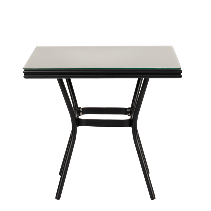 Τραπέζι Κήπου ANGOLA Μαύρο Αλουμίνιο/Γυαλί 80x80x75cm