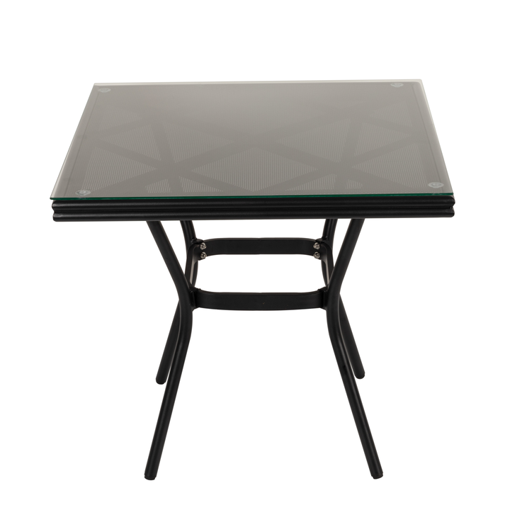 Τραπέζι Κήπου ANGOLA Μαύρο Αλουμίνιο/Γυαλί 80x80x75cm