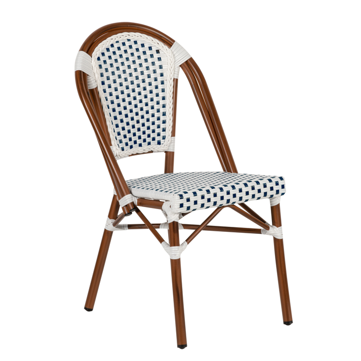 Καρέκλα Κήπου MUTARAZI Λευκό/Μπλε Αλουμίνιο/Rattan 50x57x85cm