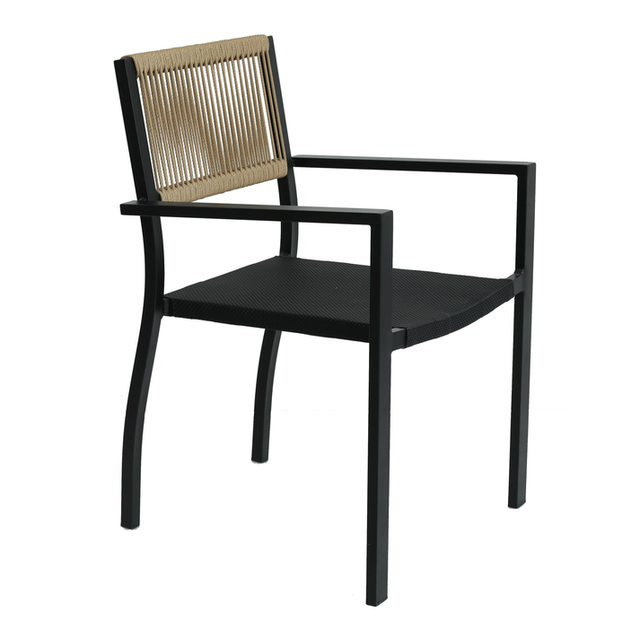 Πολυθρόνα Κήπου HORUS Μαύρο/Καφέ Αλουμίνιο/Rattan 56x58x83cm