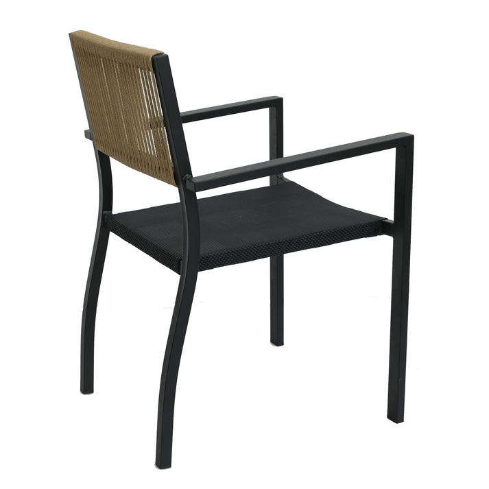 Πολυθρόνα Κήπου HORUS Μαύρο/Καφέ Αλουμίνιο/Rattan 56x58x83cm