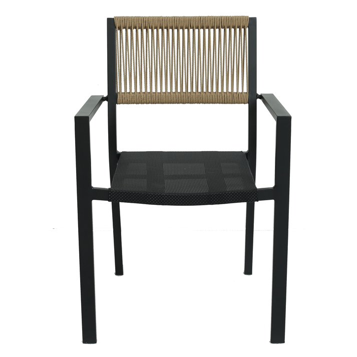 Πολυθρόνα Κήπου HORUS Μαύρο/Καφέ Αλουμίνιο/Rattan 56x58x83cm