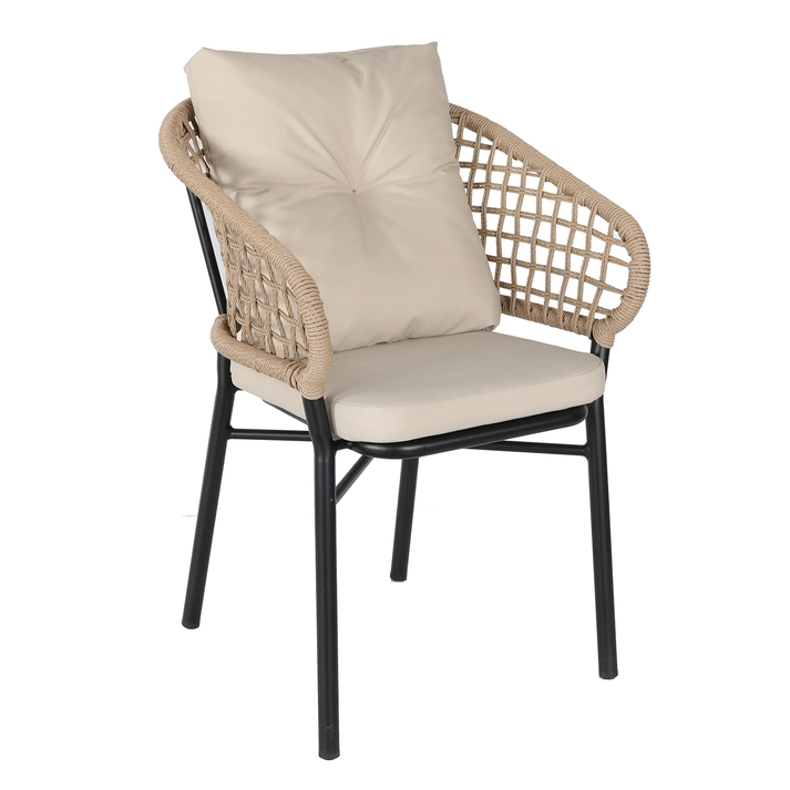 Πολυθρόνα Κήπου ANHUR Με Μαξιλάρια Μαύρο/Καφέ Αλουμίνιο/Rattan 60x58x84cm