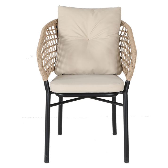 Πολυθρόνα Κήπου ANHUR Με Μαξιλάρια Μαύρο/Καφέ Αλουμίνιο/Rattan 60x58x84cm