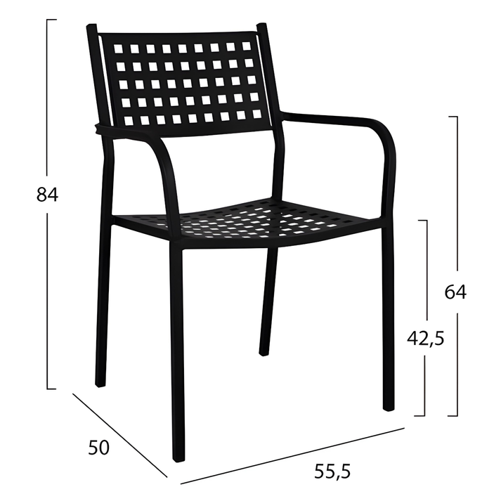 Πολυθρόνα Κήπου MONTU Μαύρο Μέταλλο 54x51x84cm