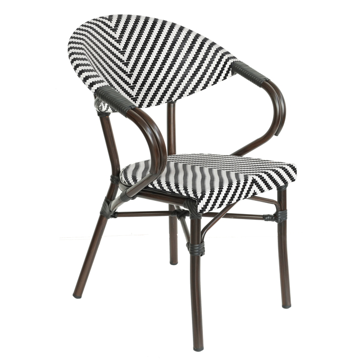 Πολυθρόνα Κήπου KIYOSHI Λευκό/Μαύρο/Καφέ Μπαμπού/Rattan 57x60x82cm