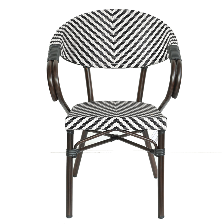 Πολυθρόνα Κήπου KIYOSHI Λευκό/Μαύρο/Καφέ Μπαμπού/Rattan 57x60x82cm