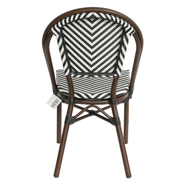 Πολυθρόνα Κήπου AKIRA Λευκό/Μαύρο/Καφέ Μπαμπού/Rattan 48x56x86cm