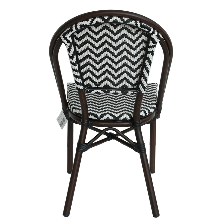 Πολυθρόνα Κήπου RYOTA Λευκό/Μαύρο/Καφέ Μπαμπού/Rattan 48x56x86cm