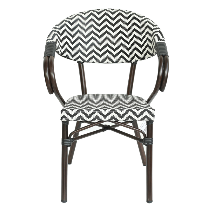 Πολυθρόνα Κήπου HARUTO Λευκό/Μαύρο/Καφέ Μπαμπού/Rattan 57x57x82cm