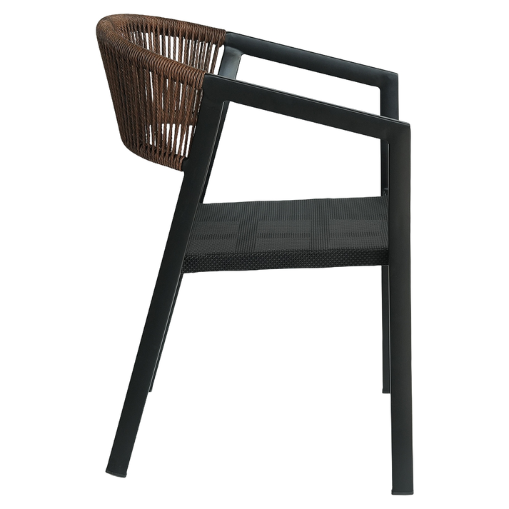 Πολυθρόνα Κήπου FIJI Μαύρο/Φυσικό Αλουμίνιο/Rattan 56x60x78cm