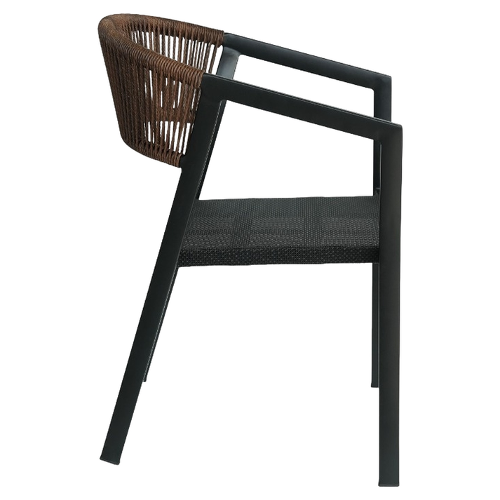 Πολυθρόνα Κήπου FIJI Μαύρο/Φυσικό Αλουμίνιο/Rattan 56x60x78cm