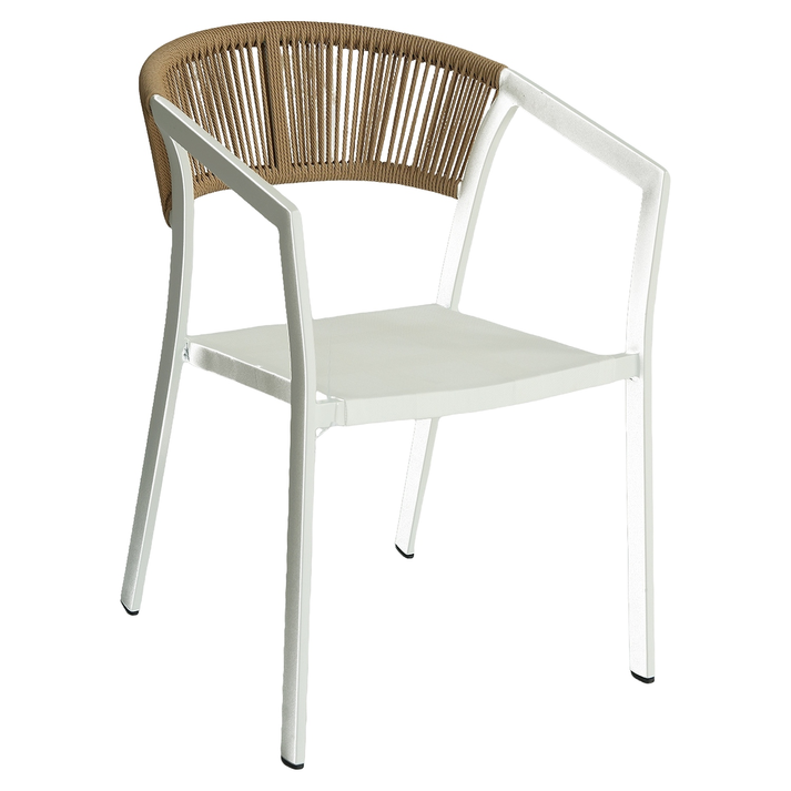 Πολυθρόνα Κήπου FIJI Λευκό/Φυσικό Αλουμίνιο/Rattan 56x60x78cm