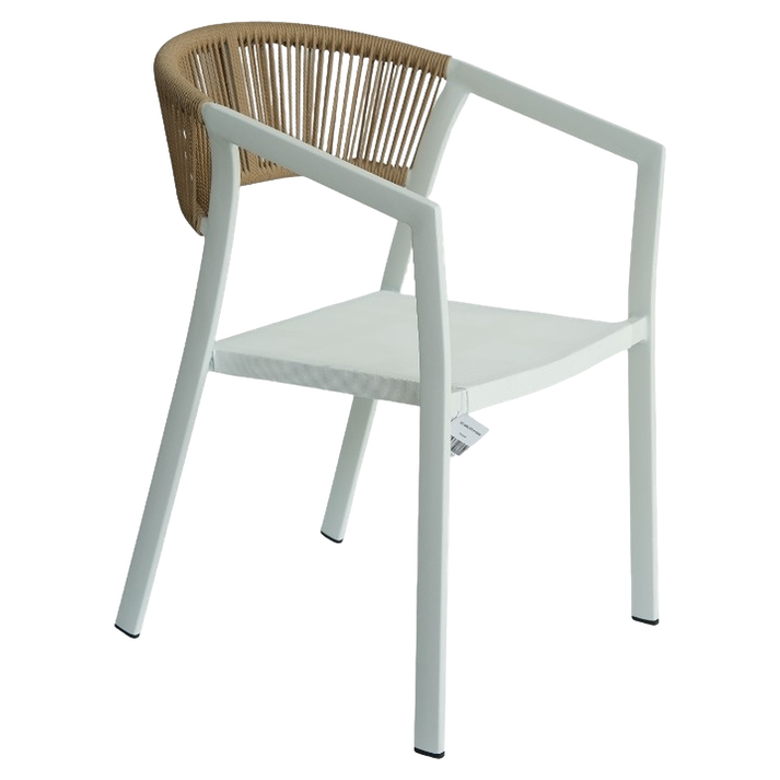 Πολυθρόνα Κήπου FIJI Λευκό/Φυσικό Αλουμίνιο/Rattan 56x60x78cm