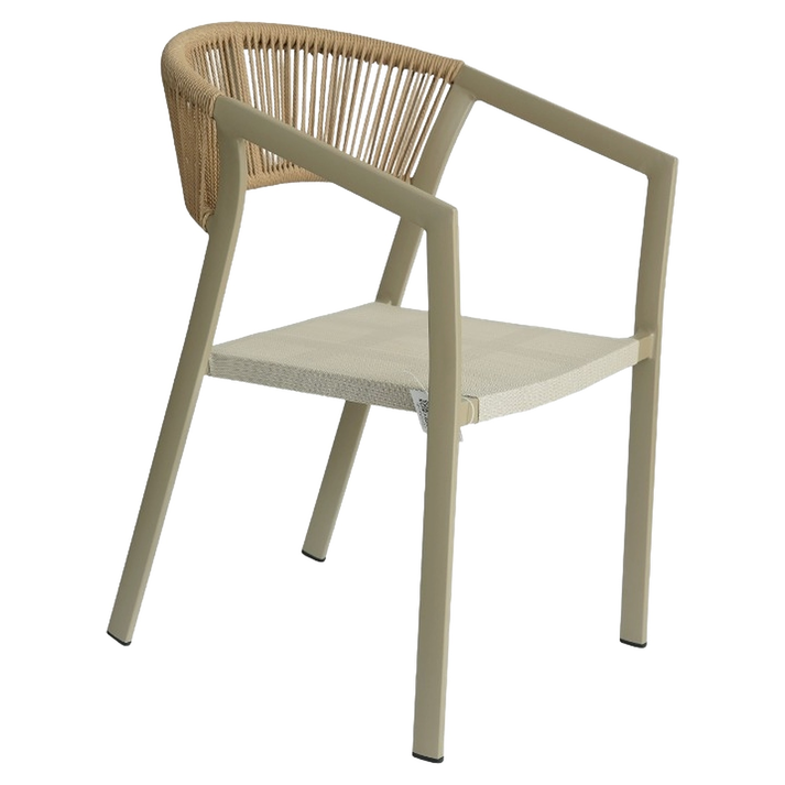 Πολυθρόνα Κήπου FIJI Μπεζ/Φυσικό Αλουμίνιο/Rattan 56x60x78cm