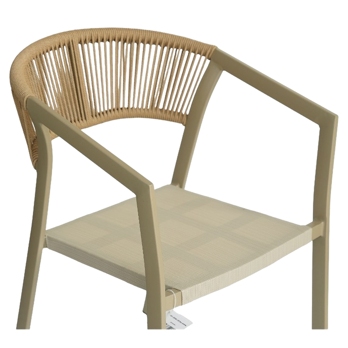 Πολυθρόνα Κήπου FIJI Μπεζ/Φυσικό Αλουμίνιο/Rattan 56x60x78cm