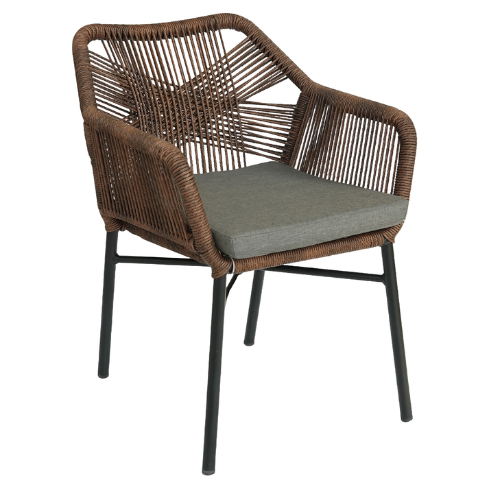Πολυθρόνα Κήπου MAURITIUS Μαύρο/Φυσικό Αλουμίνιο/Rattan 57x65x84cm
