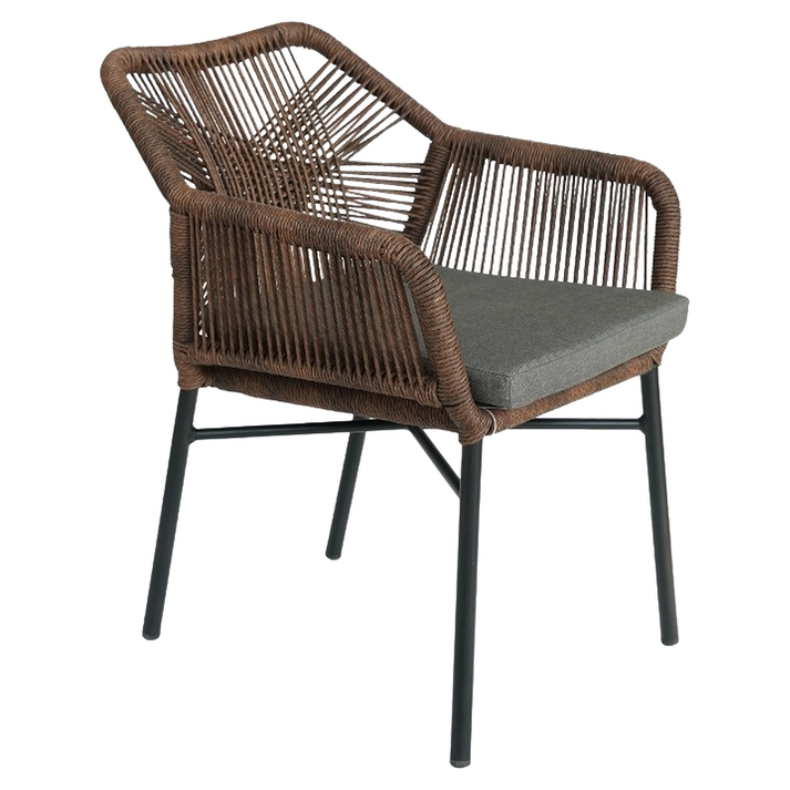 Πολυθρόνα Κήπου MAURITIUS Μαύρο/Φυσικό Αλουμίνιο/Rattan 57x65x84cm