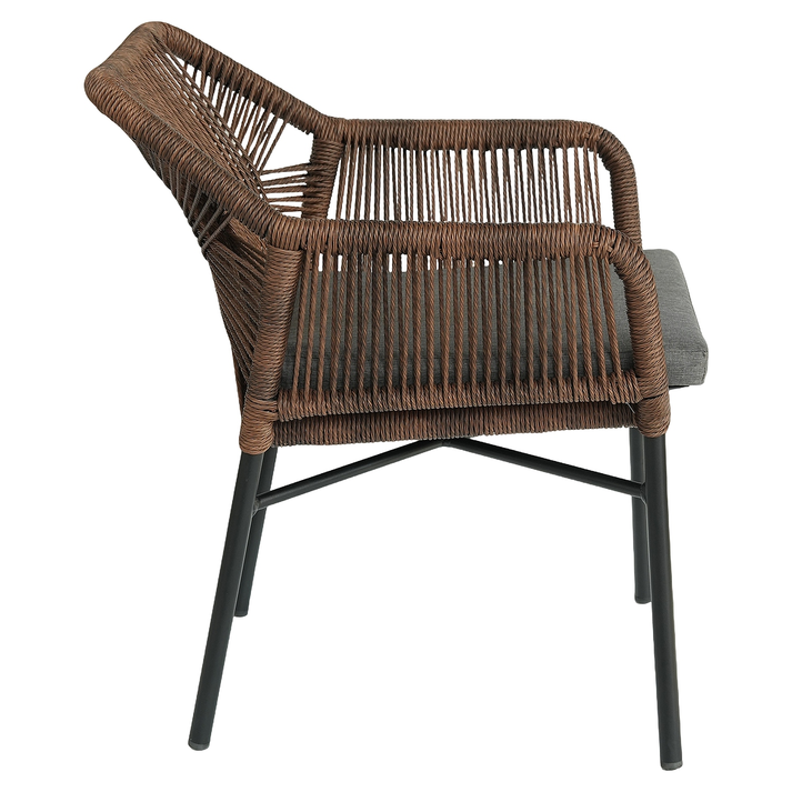 Πολυθρόνα Κήπου MAURITIUS Μαύρο/Φυσικό Αλουμίνιο/Rattan 57x65x84cm
