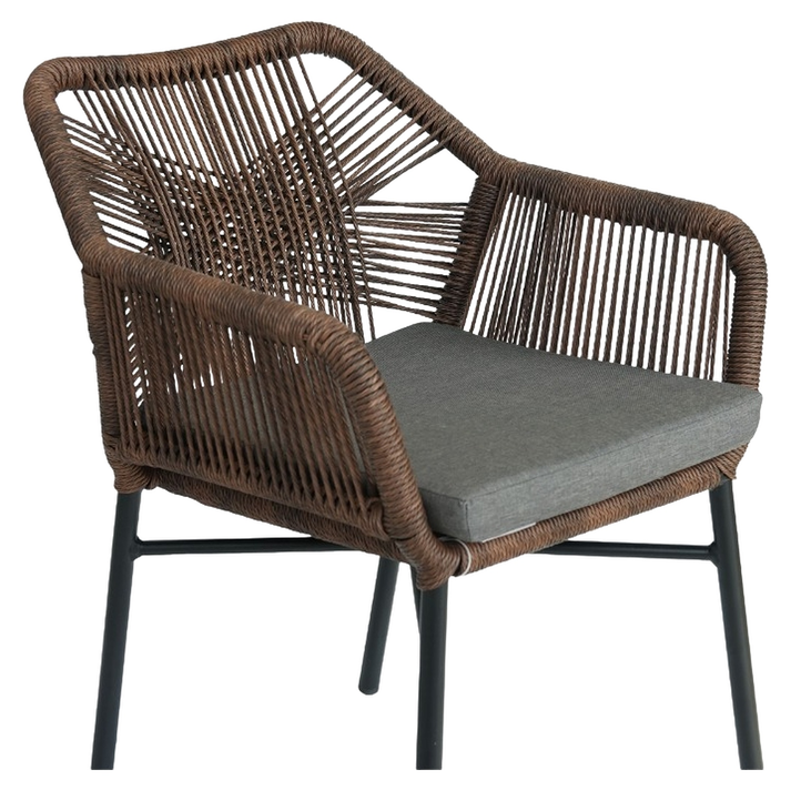 Πολυθρόνα Κήπου MAURITIUS Μαύρο/Φυσικό Αλουμίνιο/Rattan 57x65x84cm