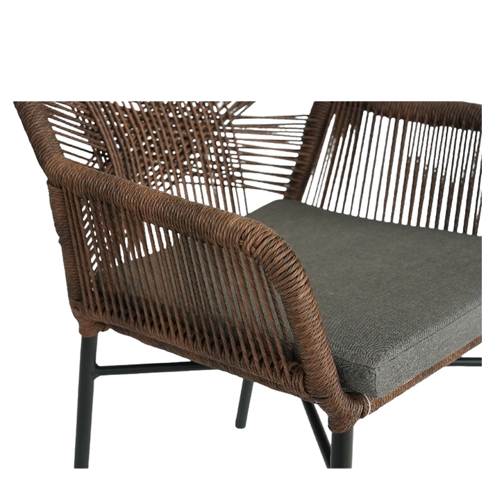 Πολυθρόνα Κήπου MAURITIUS Μαύρο/Φυσικό Αλουμίνιο/Rattan 57x65x84cm