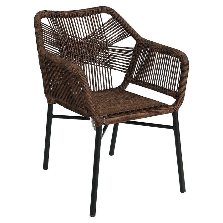 Πολυθρόνα Κήπου MAURITIUS Μαύρο/Φυσικό Αλουμίνιο/Rattan 57x65x84cm