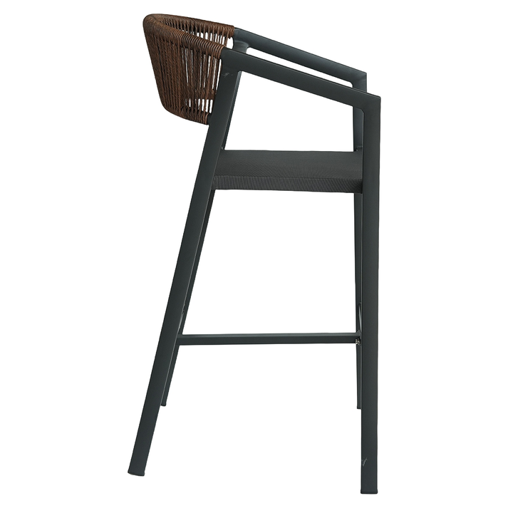 Σκαμπό Bar SANTORINI Μαύρο/Φυσικό Αλουμίνιο/Rattan 55x56x99cm