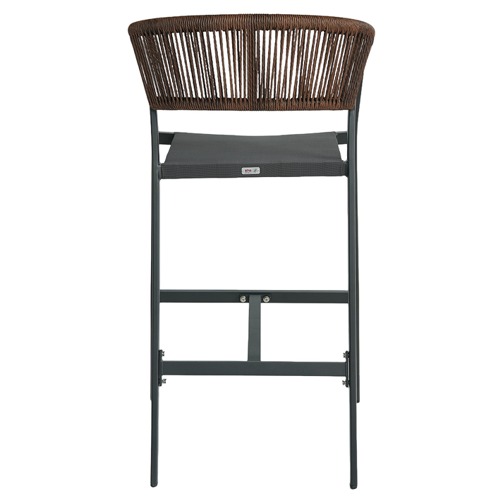 Σκαμπό Bar SANTORINI Μαύρο/Φυσικό Αλουμίνιο/Rattan 55x56x99cm