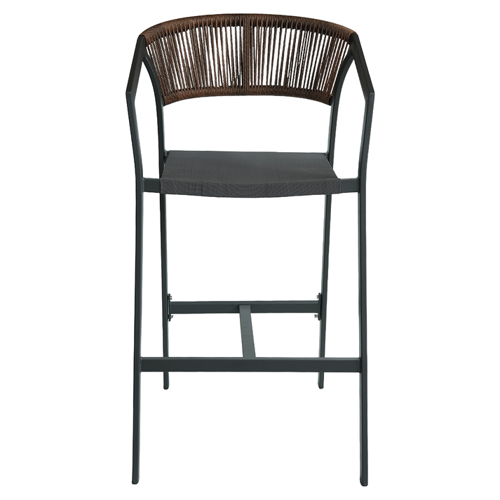Σκαμπό Bar SANTORINI Μαύρο/Φυσικό Αλουμίνιο/Rattan 55x56x99cm