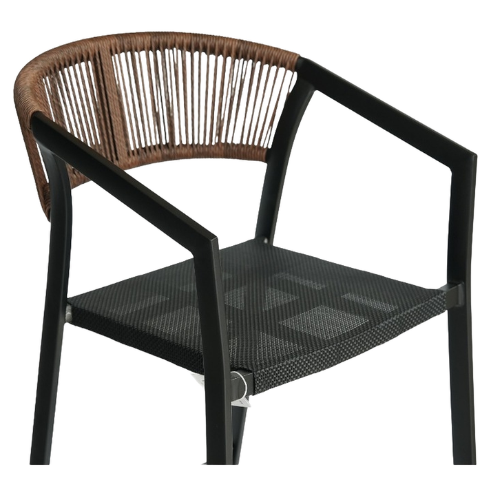 Σκαμπό Bar SANTORINI Μαύρο/Φυσικό Αλουμίνιο/Rattan 55x56x99cm