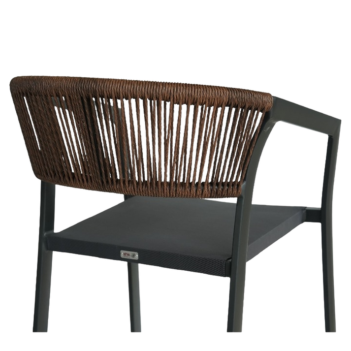Σκαμπό Bar SANTORINI Ανθρακί/Φυσικό Αλουμίνιο/Rattan 55x56x99cm