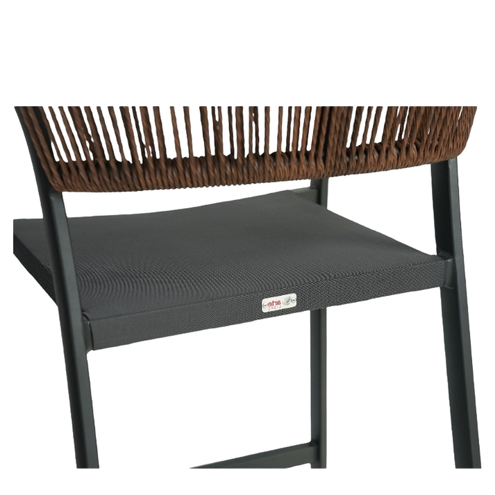 Σκαμπό Bar SANTORINI Ανθρακί/Φυσικό Αλουμίνιο/Rattan 55x56x99cm