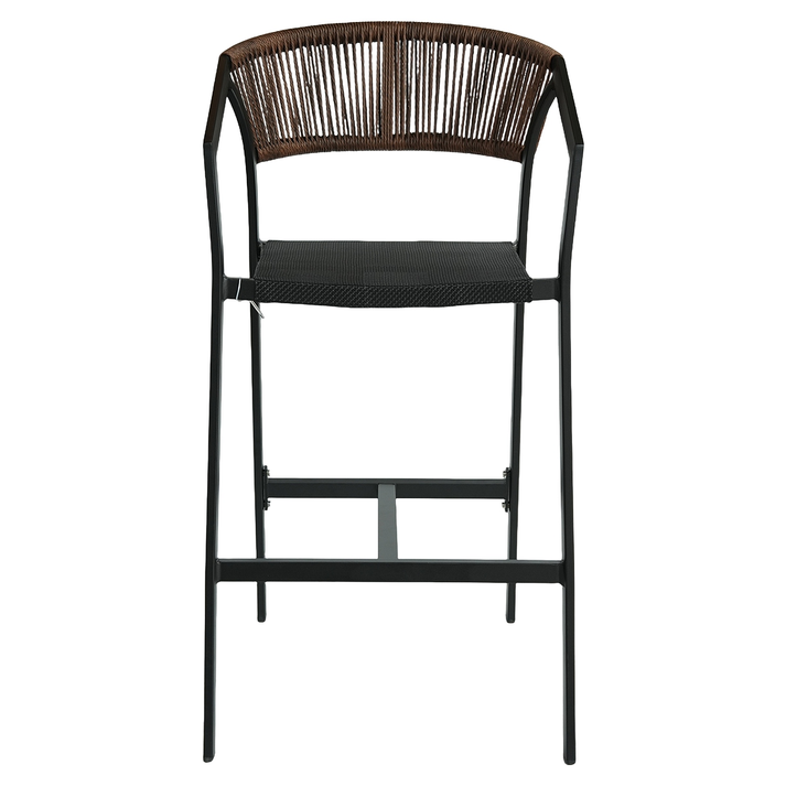 Σκαμπό Bar SANTORINI Ανθρακί/Φυσικό Αλουμίνιο/Rattan 55x56x99cm