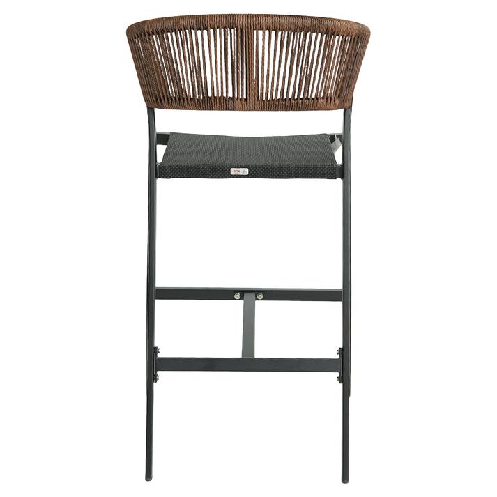 Σκαμπό Bar SANTORINI Ανθρακί/Φυσικό Αλουμίνιο/Rattan 55x56x99cm