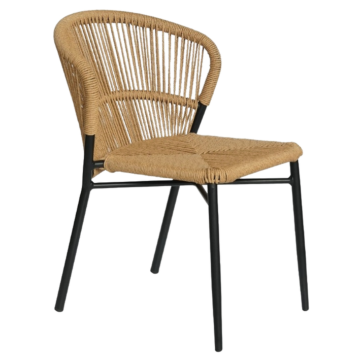 Καρέκλα Κήπου RIVIERA Μαύρο/Φυσικό Αλουμίνιο/Rattan 57x61x79cm