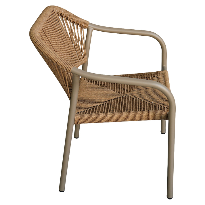 Πολυθρόνα Κήπου MOOREA Μπεζ/Φυσικό Αλουμίνιο/Rattan 58x56x79cm