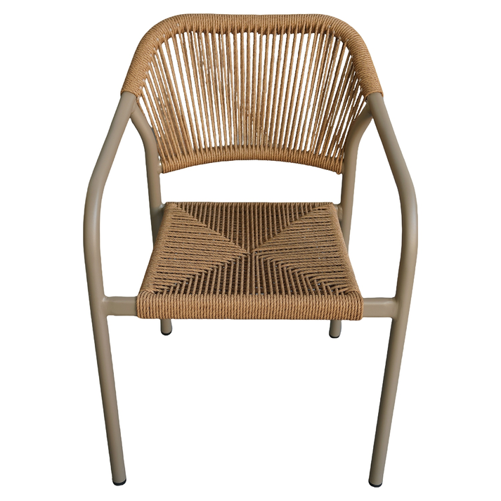Πολυθρόνα Κήπου MOOREA Μπεζ/Φυσικό Αλουμίνιο/Rattan 58x56x79cm