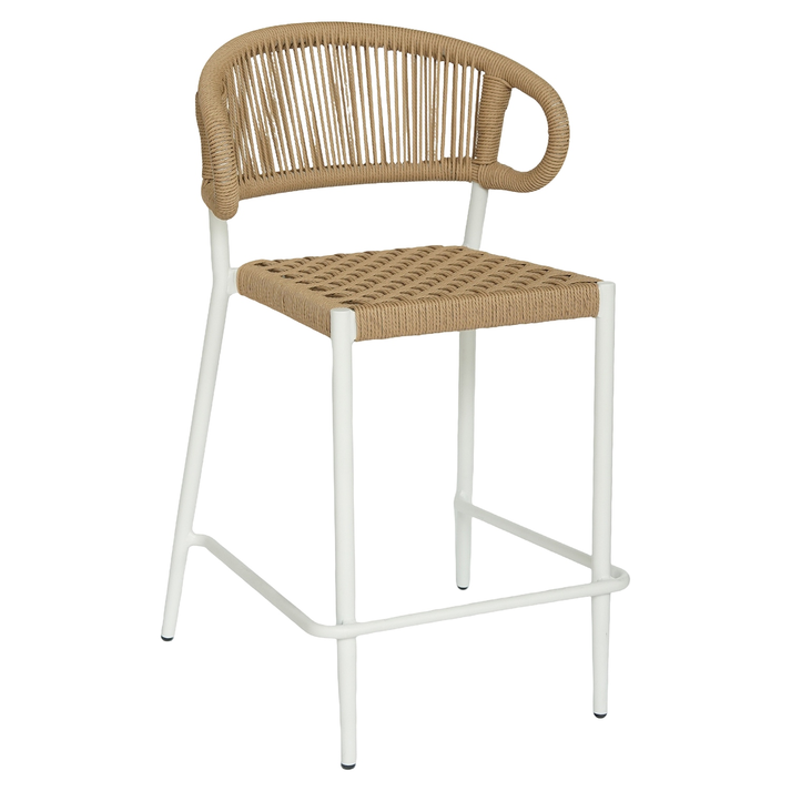 Σκαμπό Bar CEBU Λευκό/Φυσικό Αλουμίνιο/Rattan 60x60x99cm