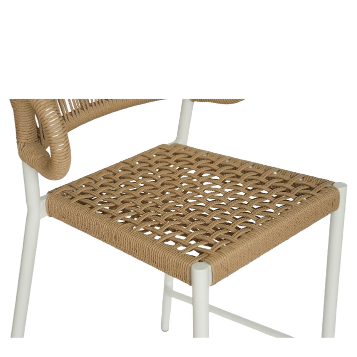 Σκαμπό Bar CEBU Λευκό/Φυσικό Αλουμίνιο/Rattan 60x60x99cm
