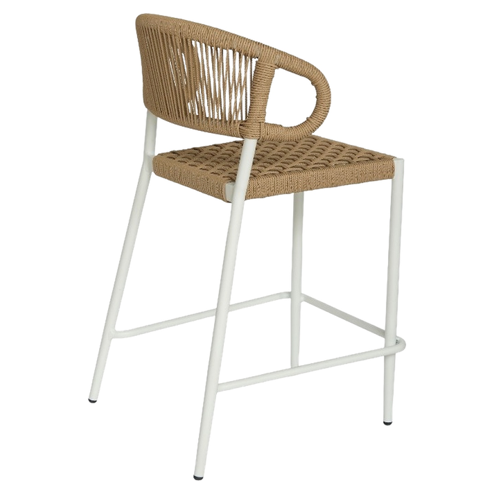 Σκαμπό Bar CEBU Λευκό/Φυσικό Αλουμίνιο/Rattan 60x60x99cm