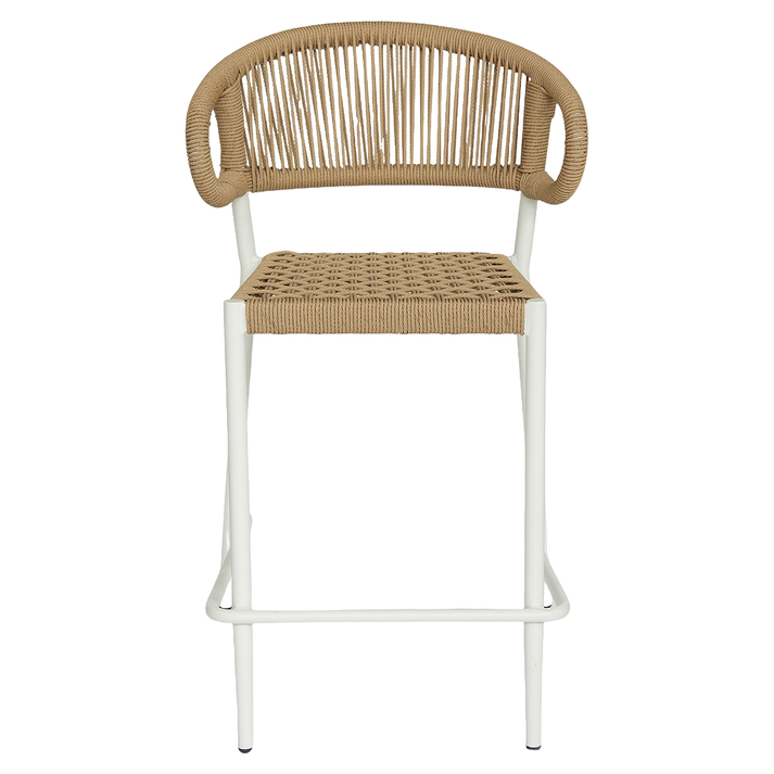 Σκαμπό Bar CEBU Λευκό/Φυσικό Αλουμίνιο/Rattan 60x60x99cm