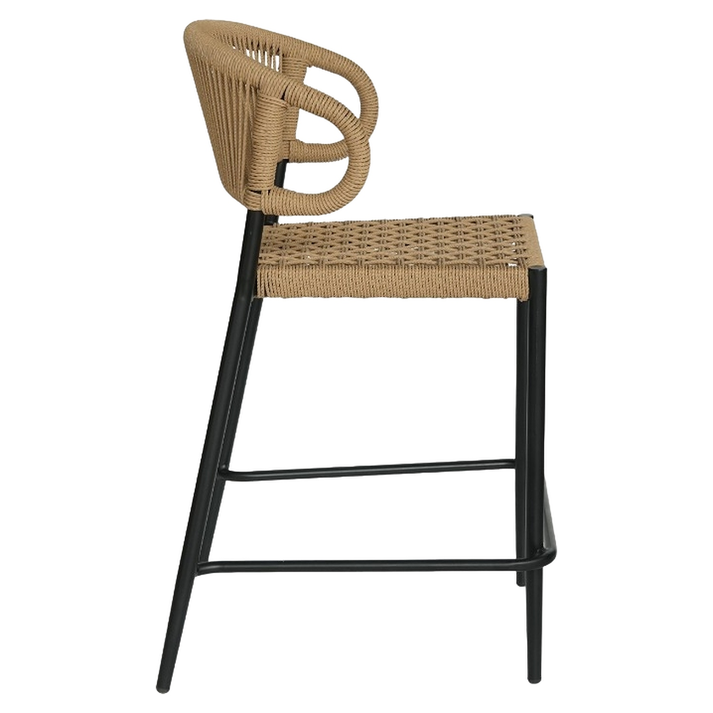 Σκαμπό Bar CEBU Μαύρο/Φυσικό Αλουμίνιο/Rattan 60x60x99cm