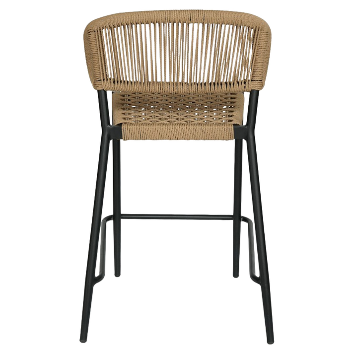 Σκαμπό Bar CEBU Μαύρο/Φυσικό Αλουμίνιο/Rattan 60x60x99cm