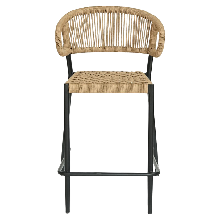 Σκαμπό Bar CEBU Μαύρο/Φυσικό Αλουμίνιο/Rattan 60x60x99cm